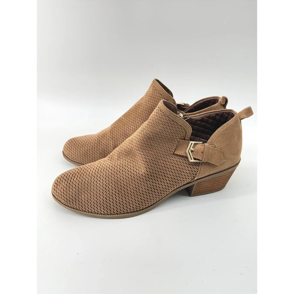 Dr Scholls Ankle Boots Womens 8.5 Brown Perforated Cutout Comfort Booties